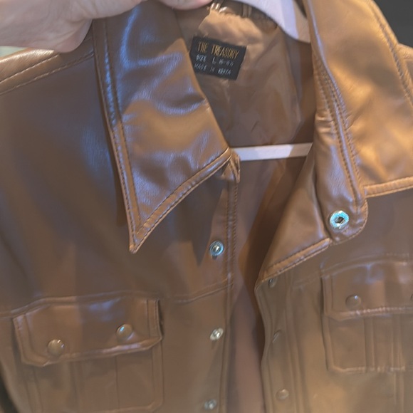 1970s vintage faux, leather, classic jacket pointed collar - Picture 6 of 6